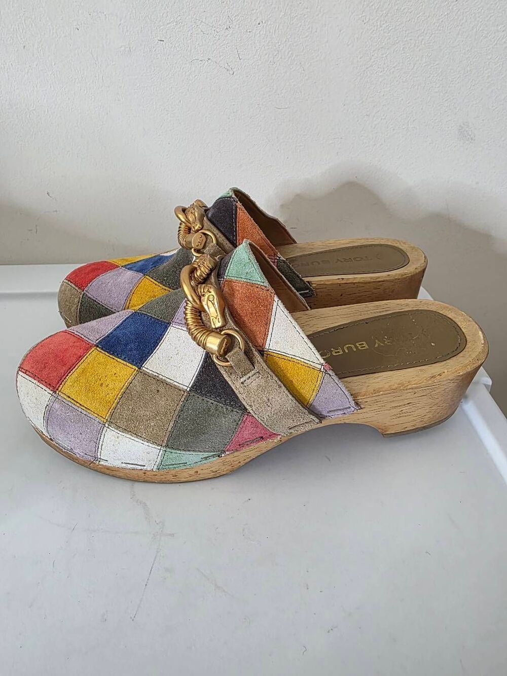 Tory Burch Suede Colorblock Pattern Mules 8.5 $300 - Picture 12 of 12